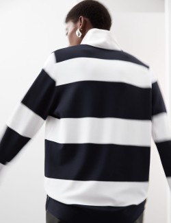 Striped Collared Long Sleeve Rugby Top