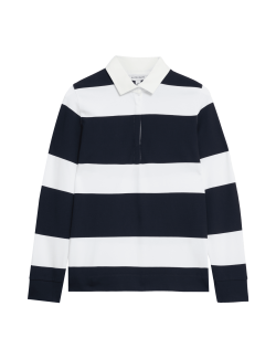 Striped Collared Long Sleeve Rugby Top