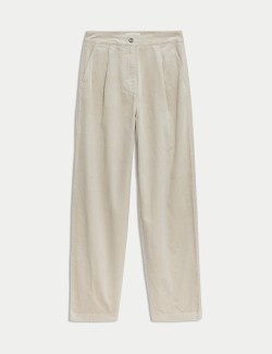 Cord Pleat Front Relaxed Trousers with Modal