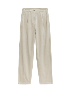 Cord Pleat Front Relaxed Trousers with Modal