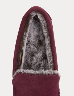 Suede Fleece Lined Moccasin Slippers