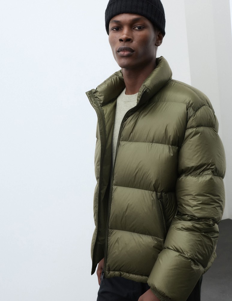 Puffer bunda se stojáčkem, peřím a prachovým peřím