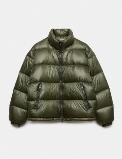 Puffer bunda se stojáčkem, peřím a prachovým peřím