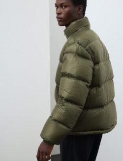 Puffer bunda se stojáčkem, peřím a prachovým peřím