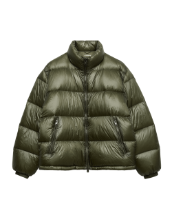 Puffer bunda se stojáčkem, peřím a prachovým peřím