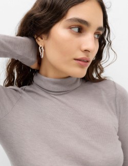Wool Touch Layering Slim Roll Neck Top