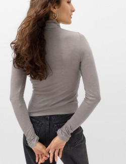 Wool Touch Layering Slim Roll Neck Top