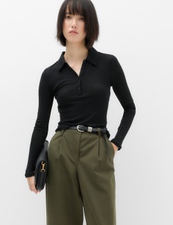 Wool Touch Layering Slim Collared Polo Shirt