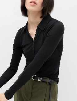 Wool Touch Layering Slim Collared Polo Shirt