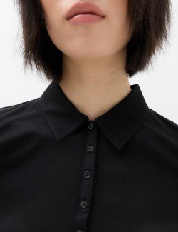 Wool Touch Layering Slim Collared Polo Shirt