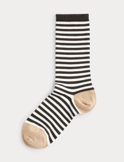 Rayon Striped Ankle High Socks
