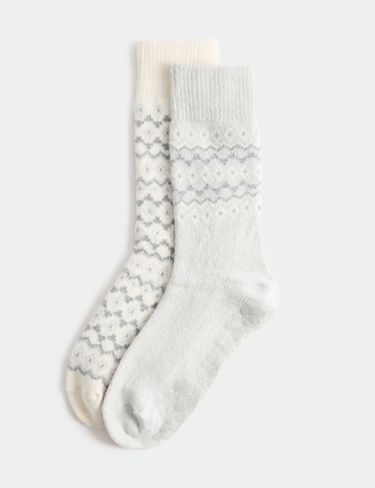 Balení 2 párů domácích ponožek se vzorem Fair Isle