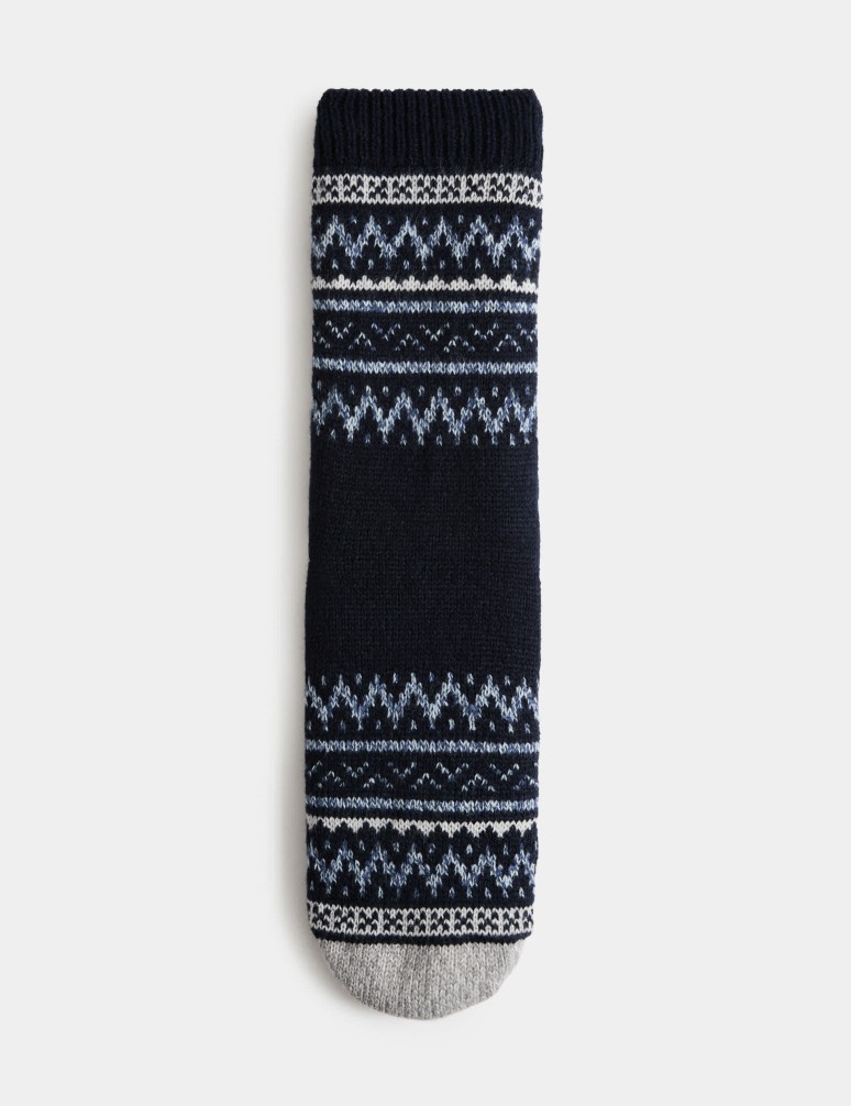 Domácí ponožky/přezůvky ze směsi vlny s vzorem Fair Isle