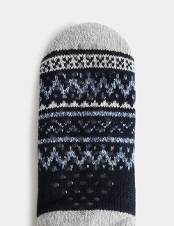 Domácí ponožky/přezůvky ze směsi vlny s vzorem Fair Isle