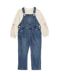 2pc Denim Dungaree and Sweatshirt Outfit (2-8 Yrs)