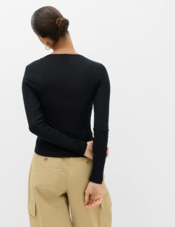 Tie Shoulder Long Sleeve Top With Wool