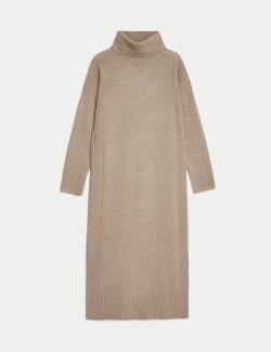 Merino Wool Rich Knitted Dress with Cashmere