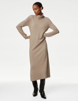 Merino Wool Rich Knitted Dress with Cashmere