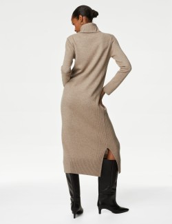 Merino Wool Rich Knitted Dress with Cashmere