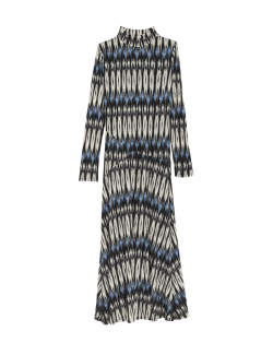 Mesh Jersey Printed Midi Column Dress