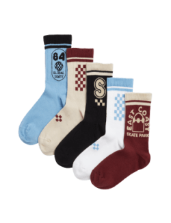 5pk Cotton Rich Ribbed Skater Sports Socks (6 Small-7 Large)