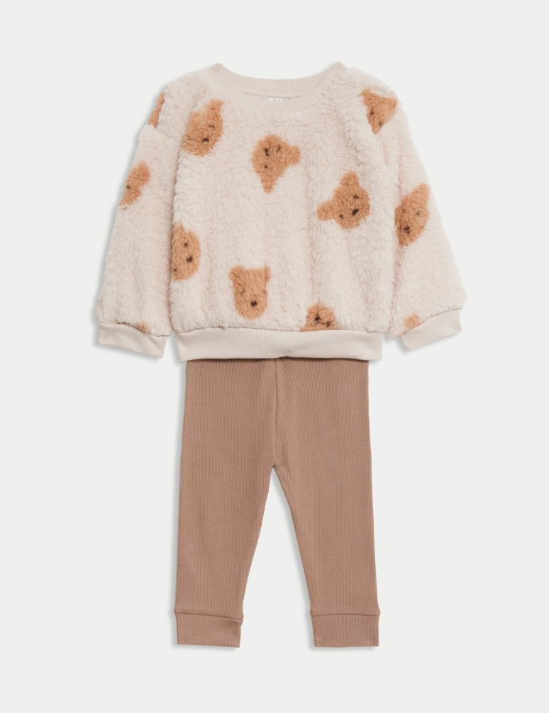 Borg Bear Top & Leggings Outfit (0-3 Yrs)