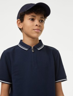 Pure Cotton Half Zip Polo Shirt (6-16 Yrs)