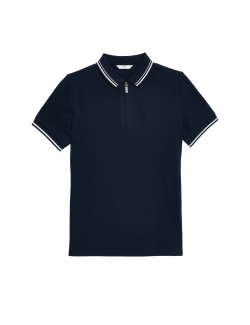 Pure Cotton Half Zip Polo Shirt (6-16 Yrs)