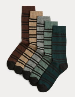 5 Pack Cool & Fresh™ Striped Cotton Rich Cushioned Socks