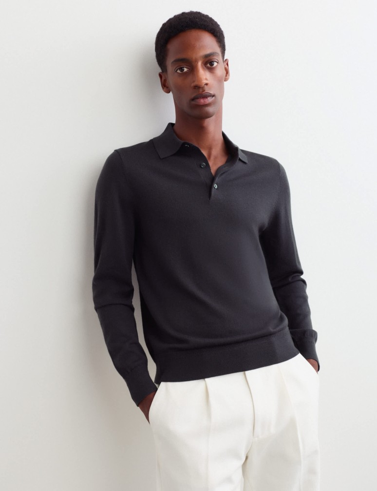 Merino Wool Rich with Silk Polo Shirt