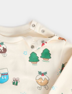 Dvoudílný vánoční outfit s vysokým podílem bavlny (0–3 roky)