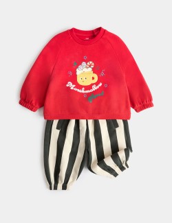 2dílný outfit s vysokým podílem bavlny s topem a spodním dílem (0–3 roky)
