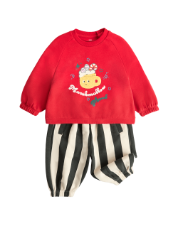 2dílný outfit s vysokým podílem bavlny s topem a spodním dílem (0–3 roky)