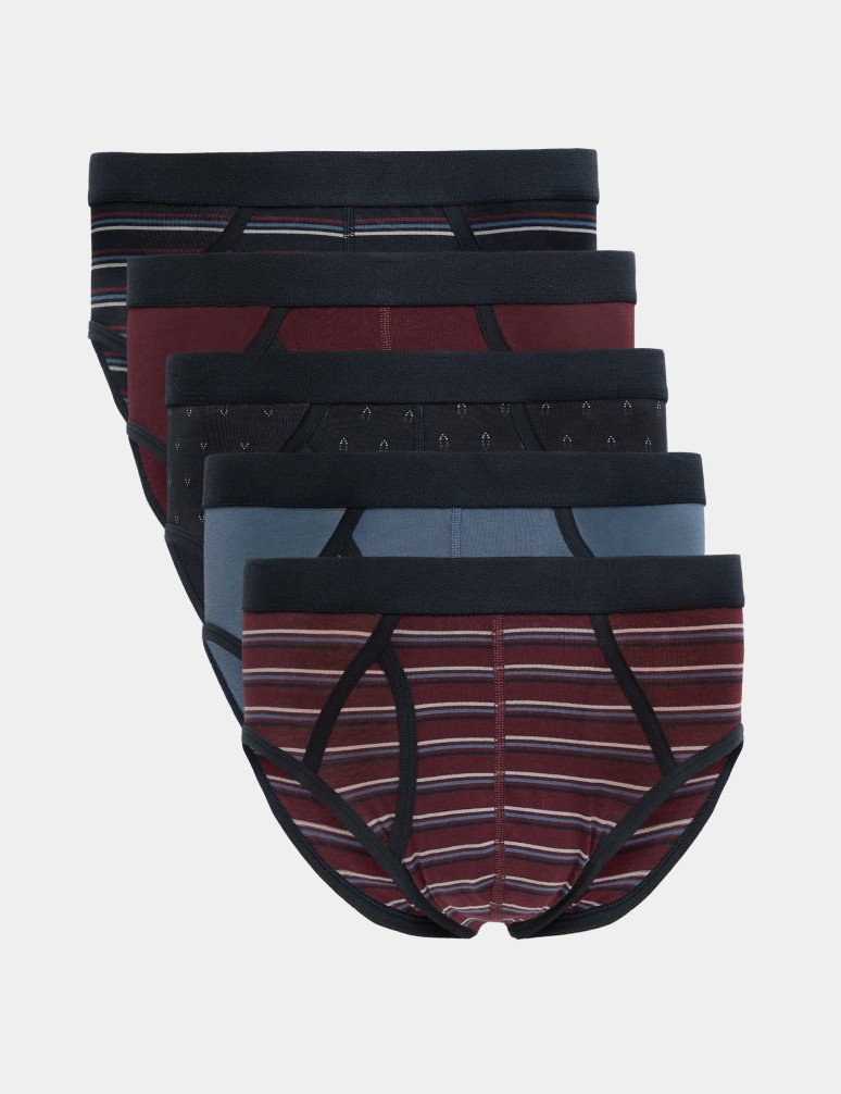 5pk Cotton Rich Stretch Striped Briefs