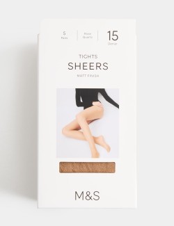 5 Pack 15 Denier Ladder Resist Sheer Tights
