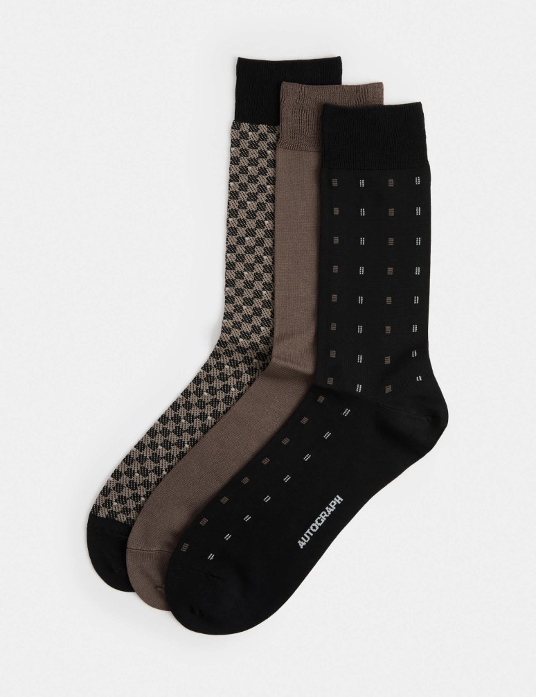 3pk Assorted Mercerised Cotton Socks