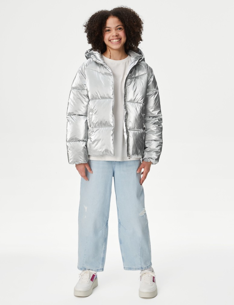 Metallic Hooded Padded Coat (6-16 Yrs)