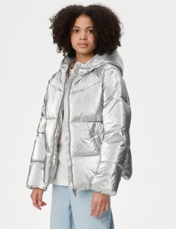 Metallic Hooded Padded Coat (6-16 Yrs)