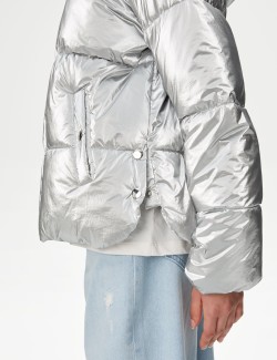 Metallic Hooded Padded Coat (6-16 Yrs)