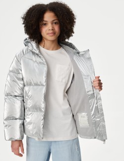 Metallic Hooded Padded Coat (6-16 Yrs)