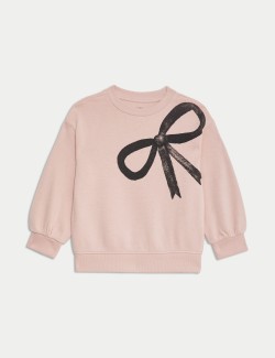 Cotton Rich Bow Sweatshirt (2-8 Yrs)