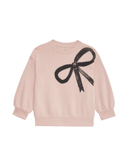 Cotton Rich Bow Sweatshirt (2-8 Yrs)