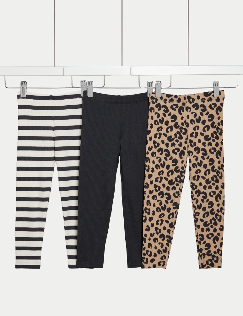 3pk Cotton Rich Assorted Leggings (2-8 Yrs)