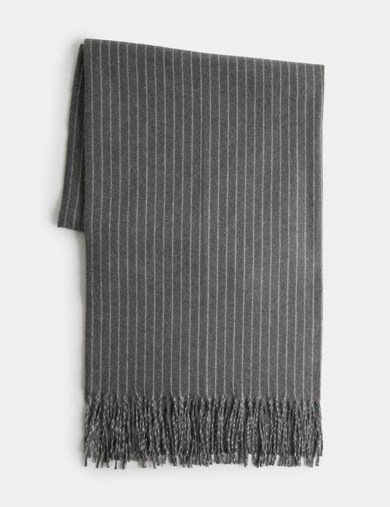 Pinstripe Tassel Scarf