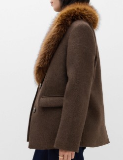 Faux Fur Trim Textured Blazer