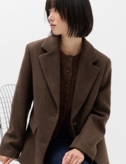 Faux Fur Trim Textured Blazer