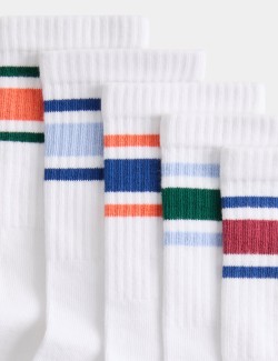Kotníkové ponožky s výraznými pruhy, 5 párů v balení (6 malé – 7 velké)