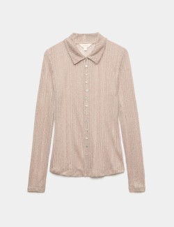 Shimmer Knitted Long Sleeve Shirt