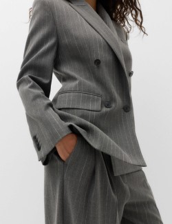 Pinstripe Double Breasted Blazer with Wool