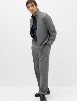 Relaxed Fit Boucle Textured Smart Trousers